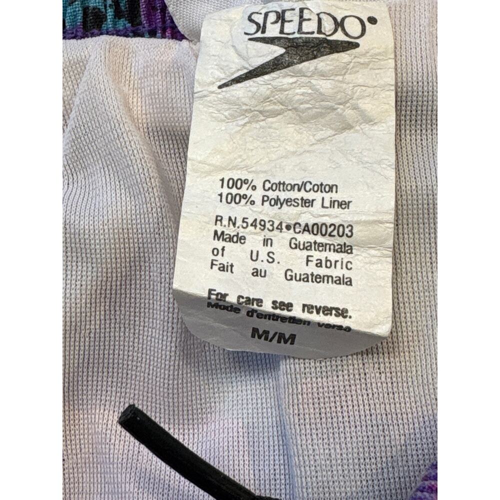 Vtg 80s Speedo graphic Purple Blue Surf Wake Board Medium Swim Trunks Shorts - Picture 5 of 8